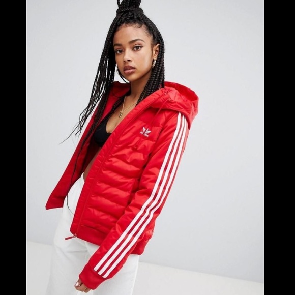 🔥NEW Adidas 🔥Red Puffer Coat size Small - Picture 2 of 4